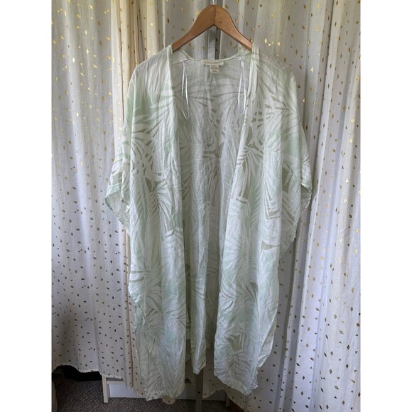 Cynthia Rowley Women's Linen Blend Kimono Tropical Beach Swim Coverup One Size - Picture 2 of 6